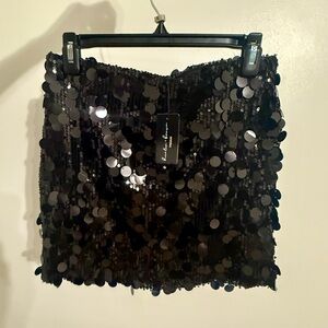 Andrew Marc Black Sequin Mini Skirt